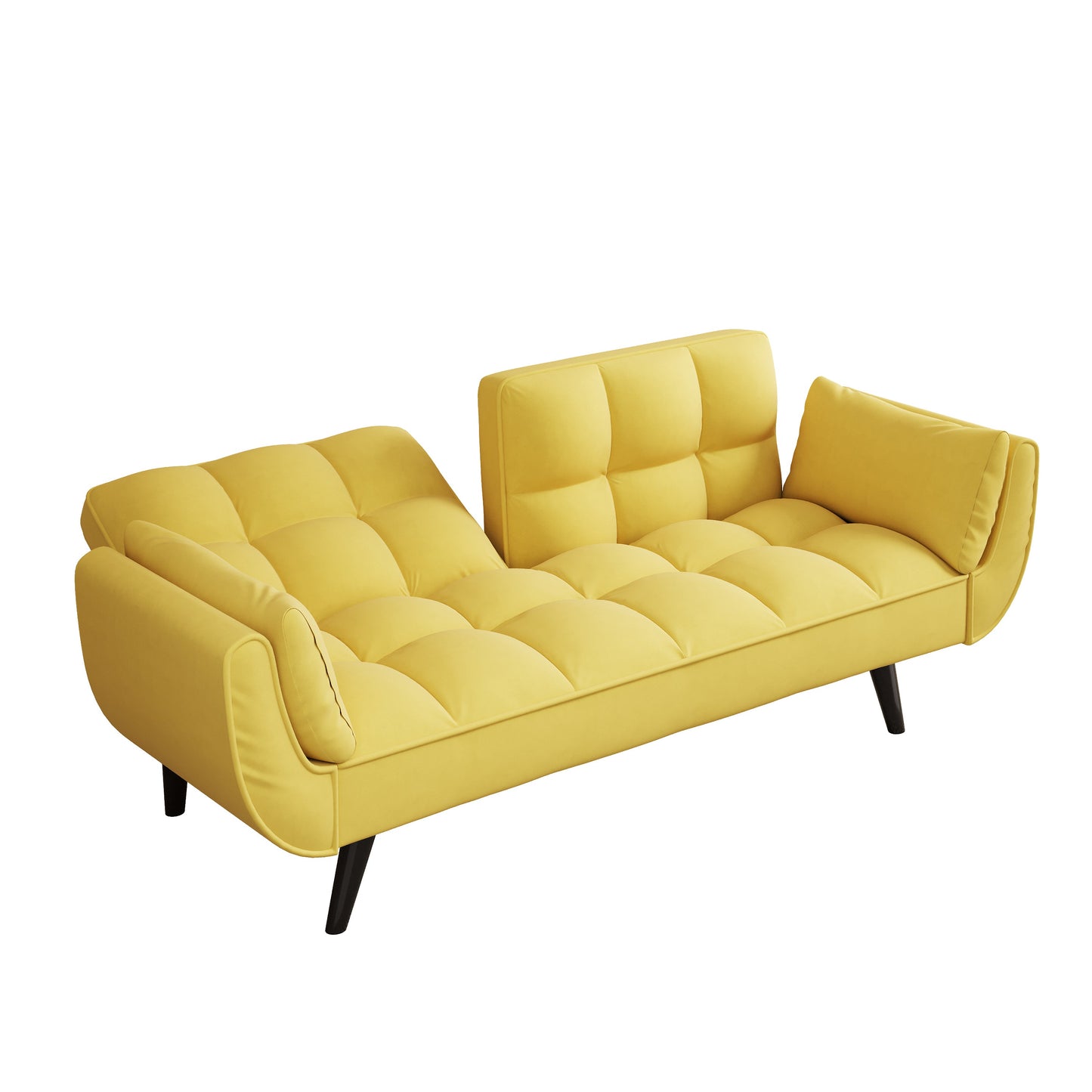 57 Inch Yellow Sofa Soft Two Armrests Throw Pillow Pillow Comfortable Fit Apartment Bedroom Small Space