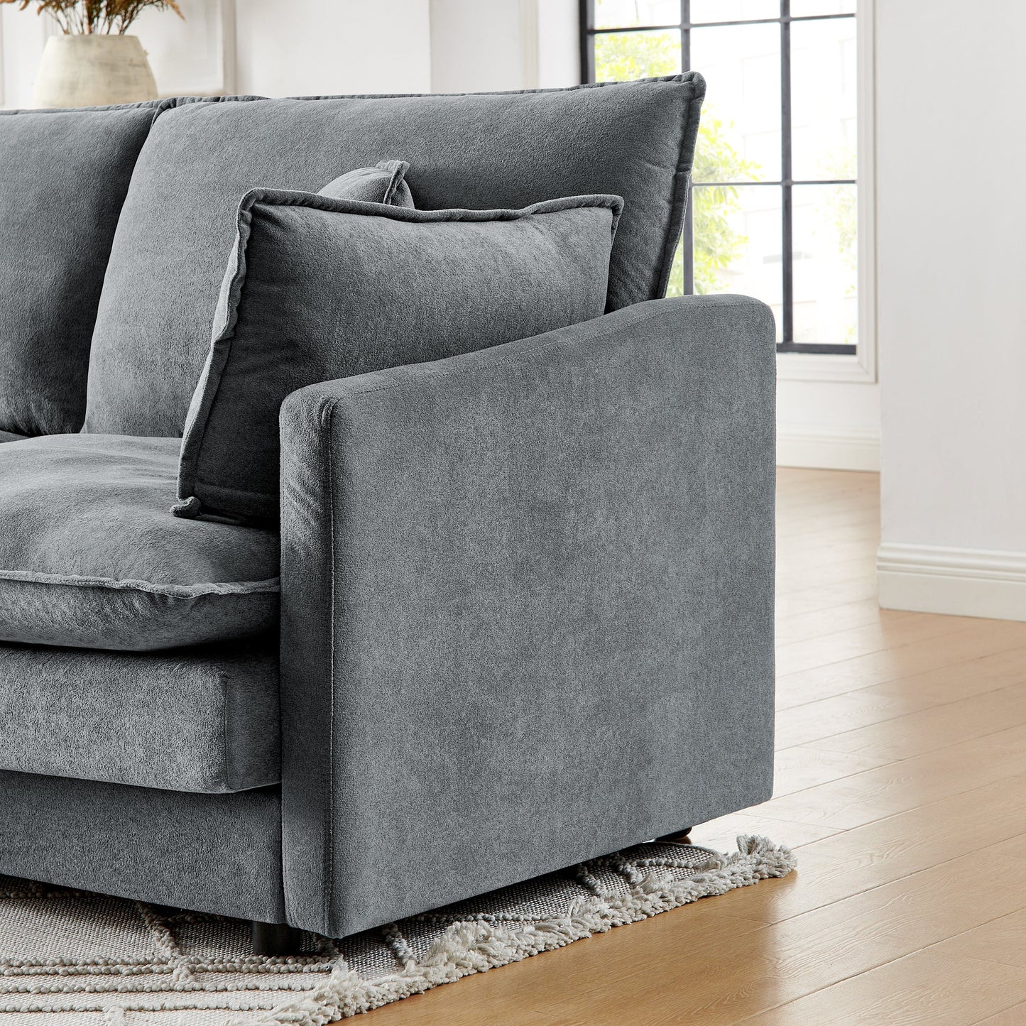 Modern Home Living Room L-Shaped Sectional Sofa Couches With Storage Ottoman, Convertible Oversized 4 Seater Couch
