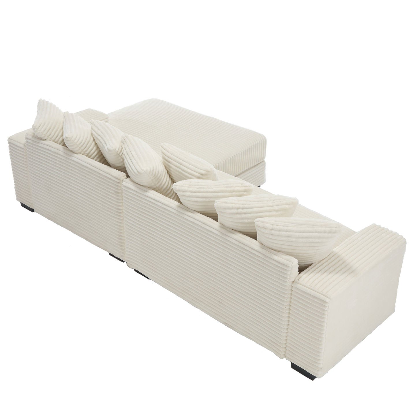 Oversized Two-Piece  Couches,  L Shaped Sofa, Corduroy, Right Chaise Daybed,with Armrests,Eight Throw Pillows,Corner Sofa