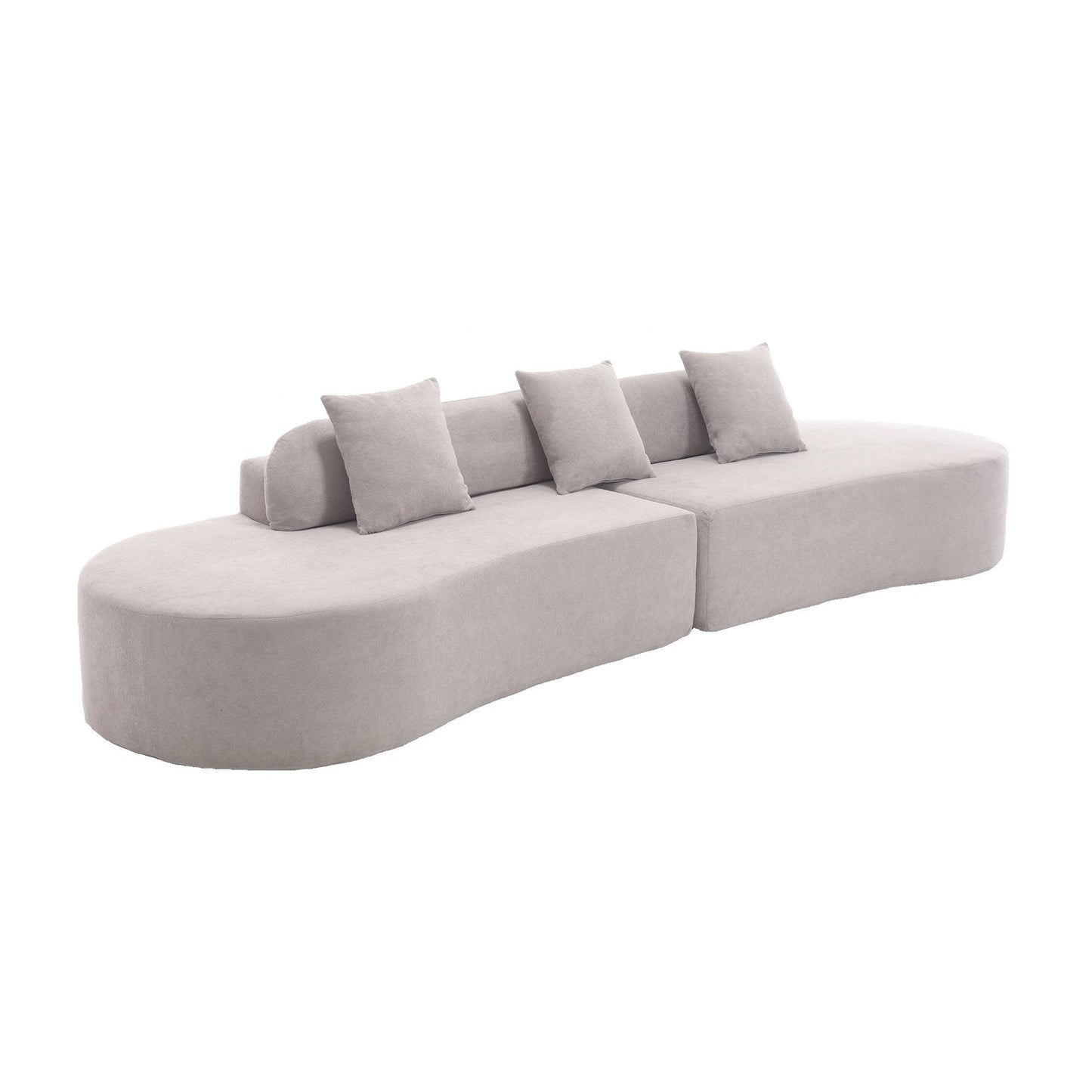 Modern Curved Combination Sofa, Terrycloth Fabric Sofa, Minimalist Sofa in Living Room, Apartment, No Assembly Required