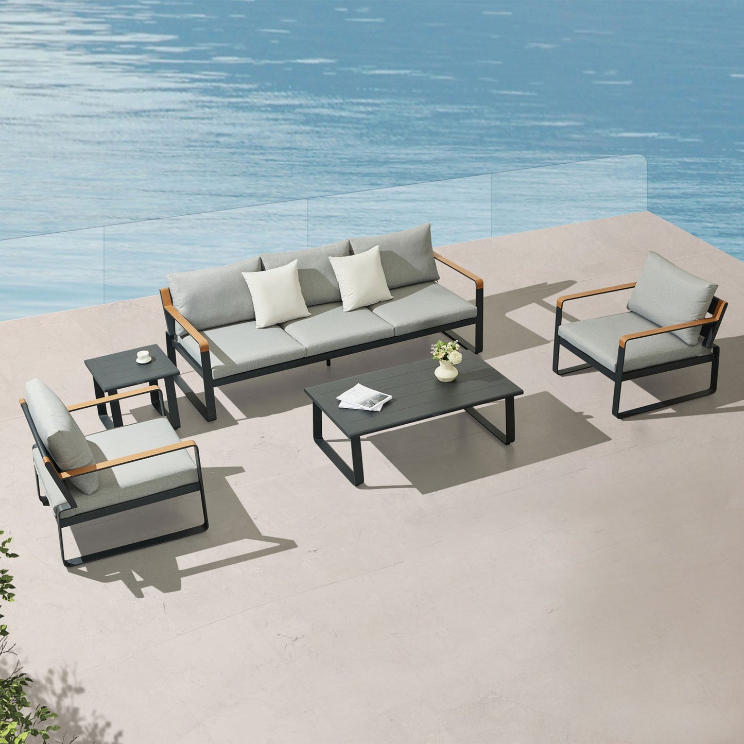 Denea 5-Seater Outdoor Seating Group With Aluminum Frame