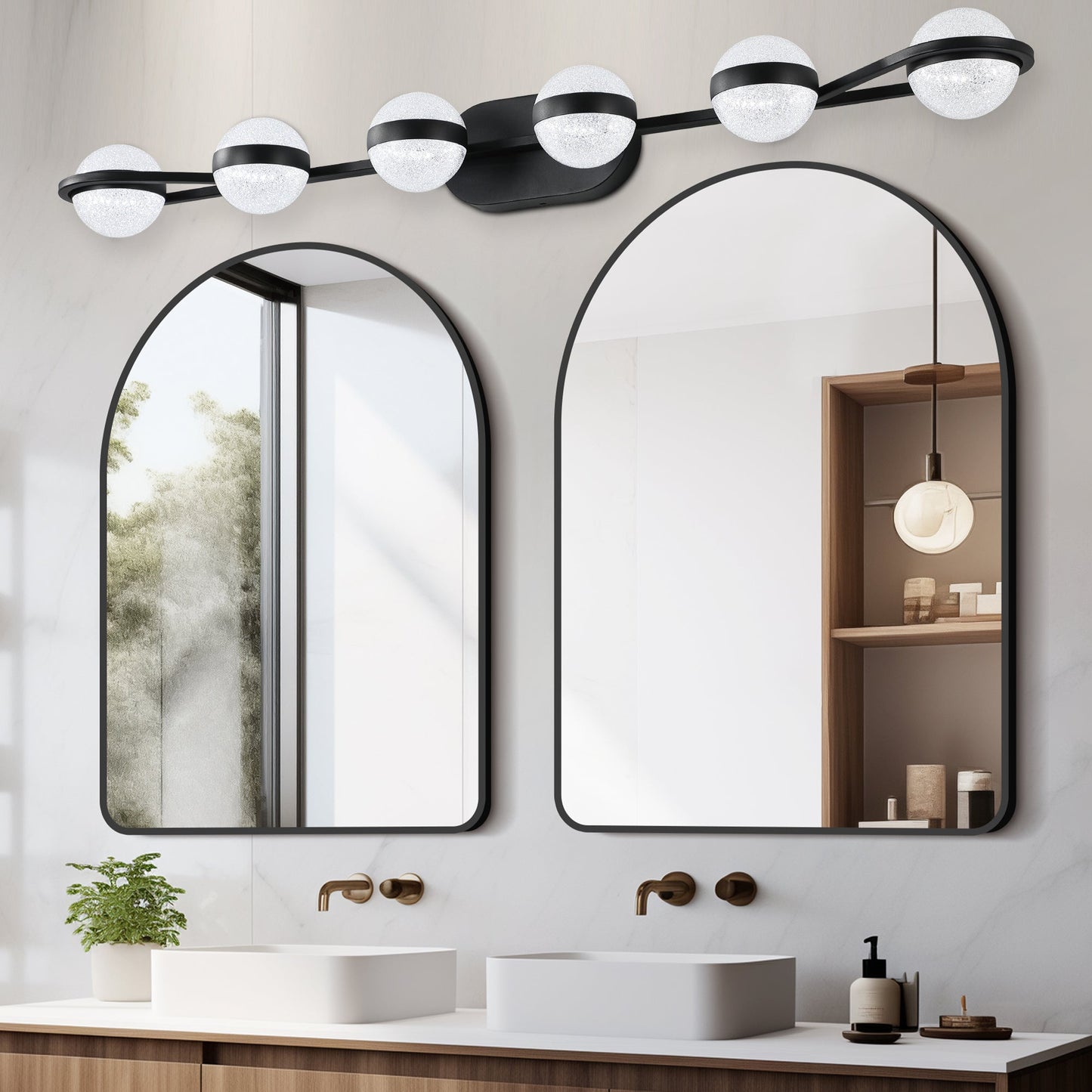 Vanity Lights With 6 LED Bulbs for Bathroom Lighting (Black)