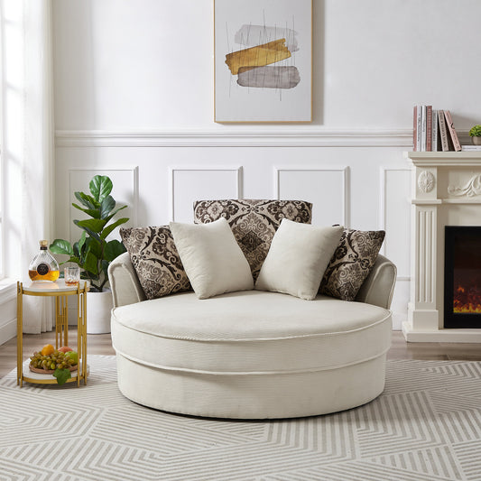Swivel Accent Barrel Chair With 5 Movable Pillow 360 Degree Swivel Round Sofa Chair for Living Room,Bedroom, Hotel