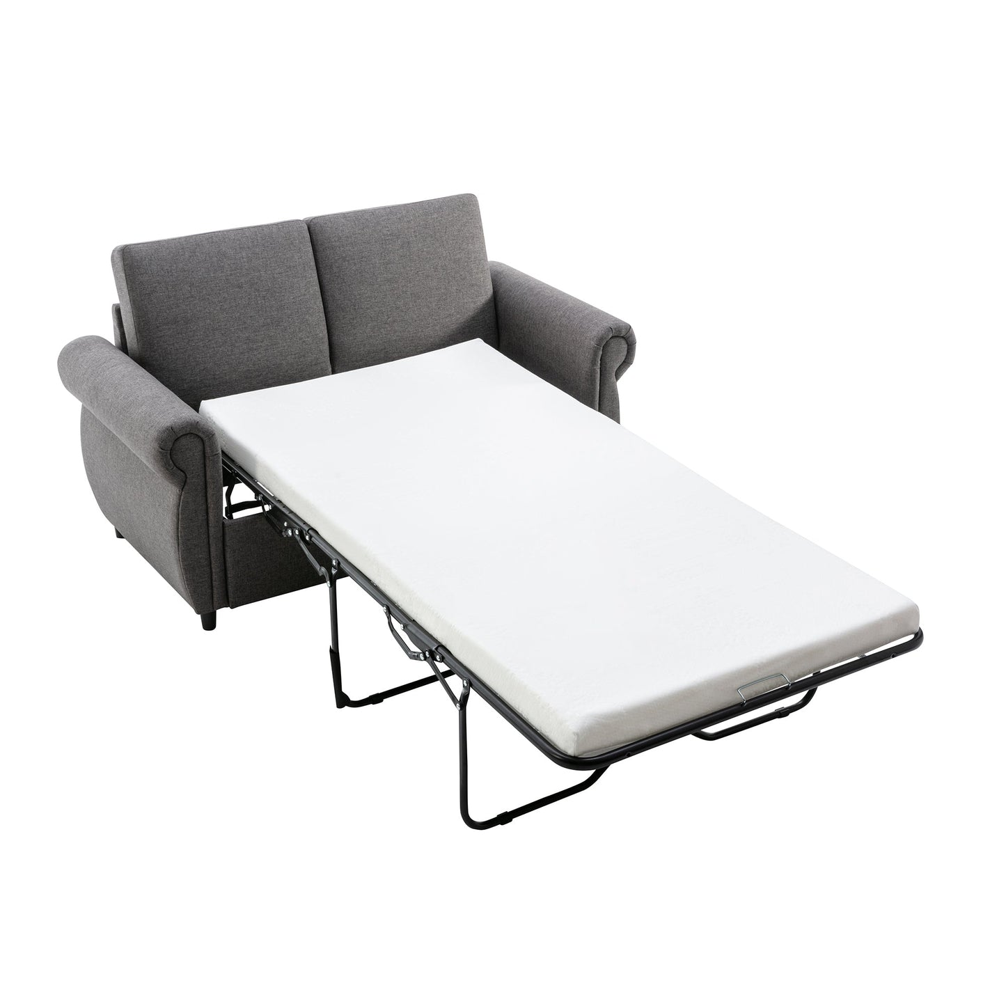 57.9" Pull Out Sofa Bed  Loveseat Sleeper With Twin Size Memory Mattress With Two USB Ports for Living Room Spaces
