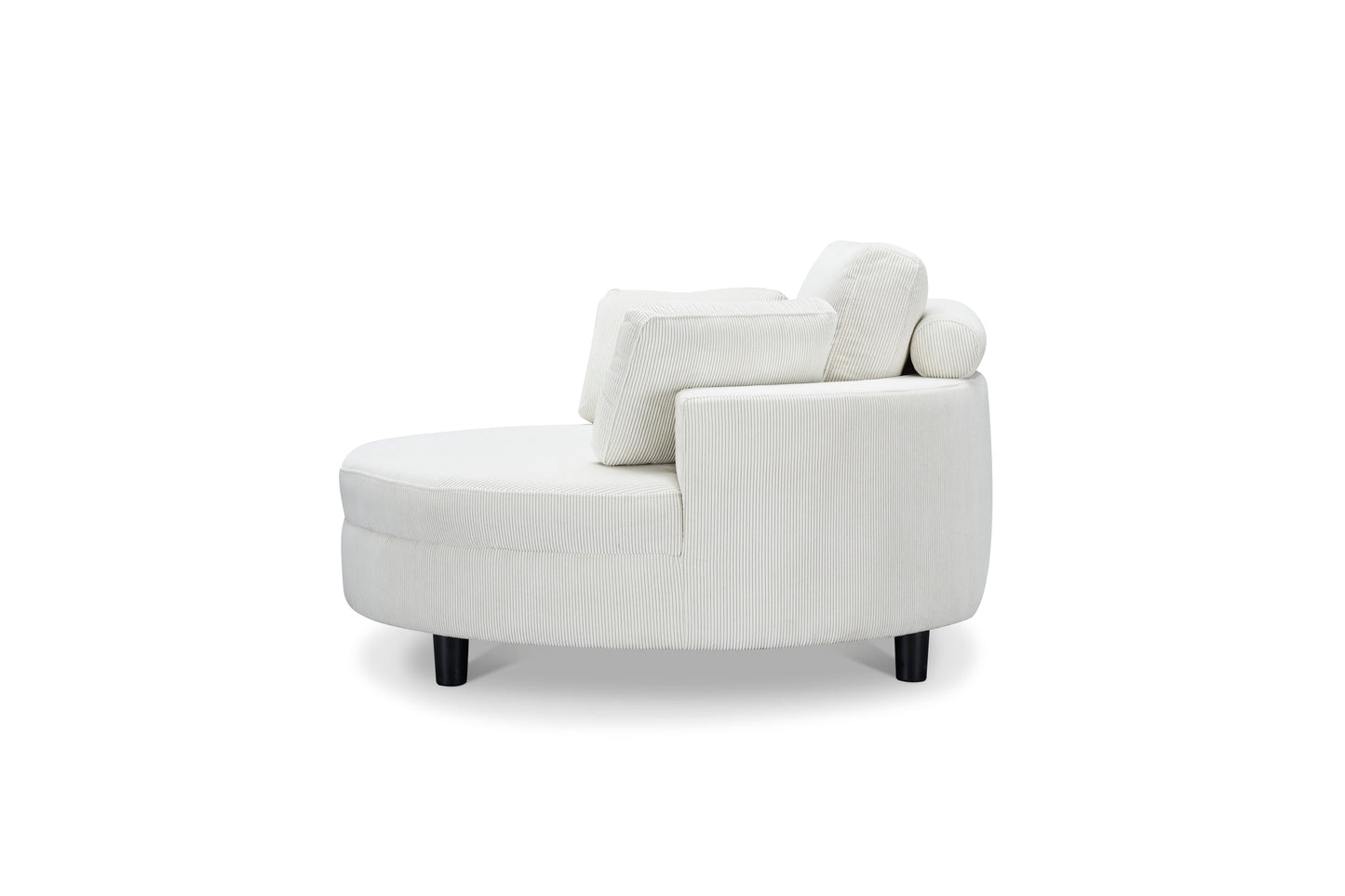 51-Inch Beige Corduroy Sofa With Two Throw Pillows and a Waist Pillow With an Extra Tray for Comfortable Seating