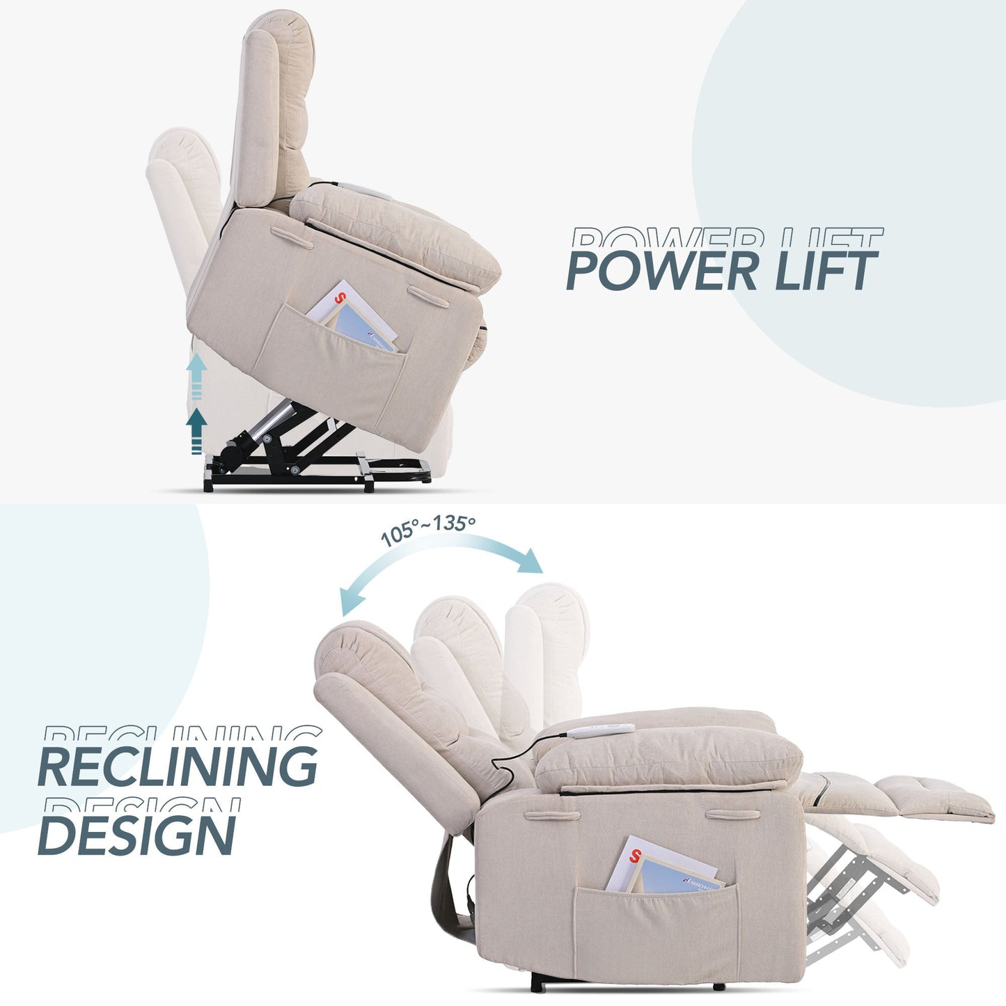 Massage Recliner,Power Lift Chair for Elderly With Adjustable Massage and Heating Function,Recliner Chair