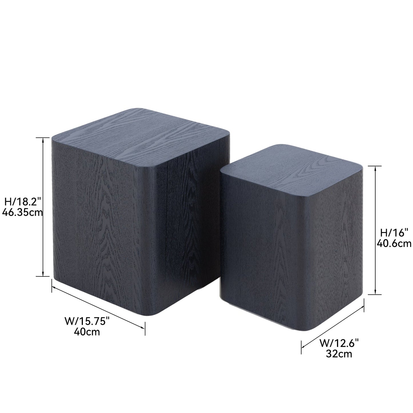 Upgrade MDF Nesting Table Side Table Coffee Table End Table for Living Room,office,bedroom ,Black Oak Set of 2
