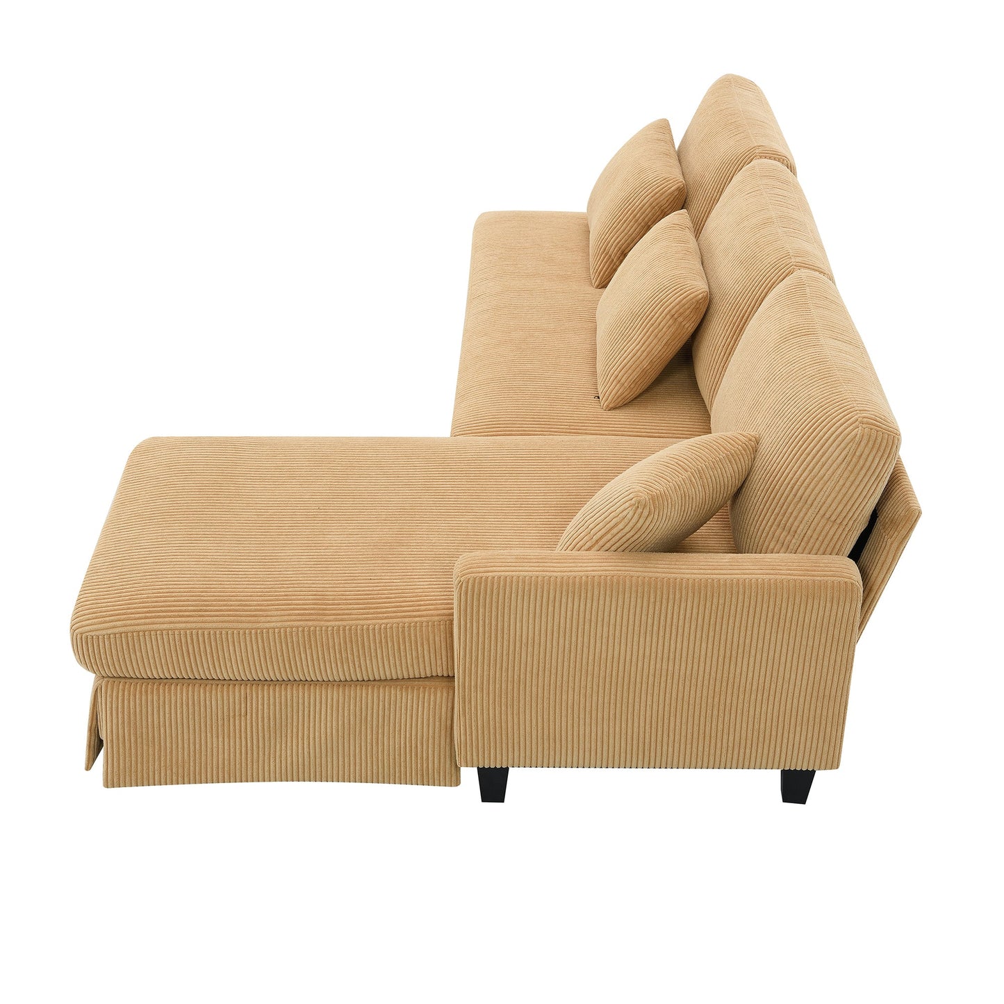 87*61"Modern L-Shaped Corduroy Sofa With Reversible Chaise,4-Seat Upholstered Sectional Indoor Furniture,Convertible