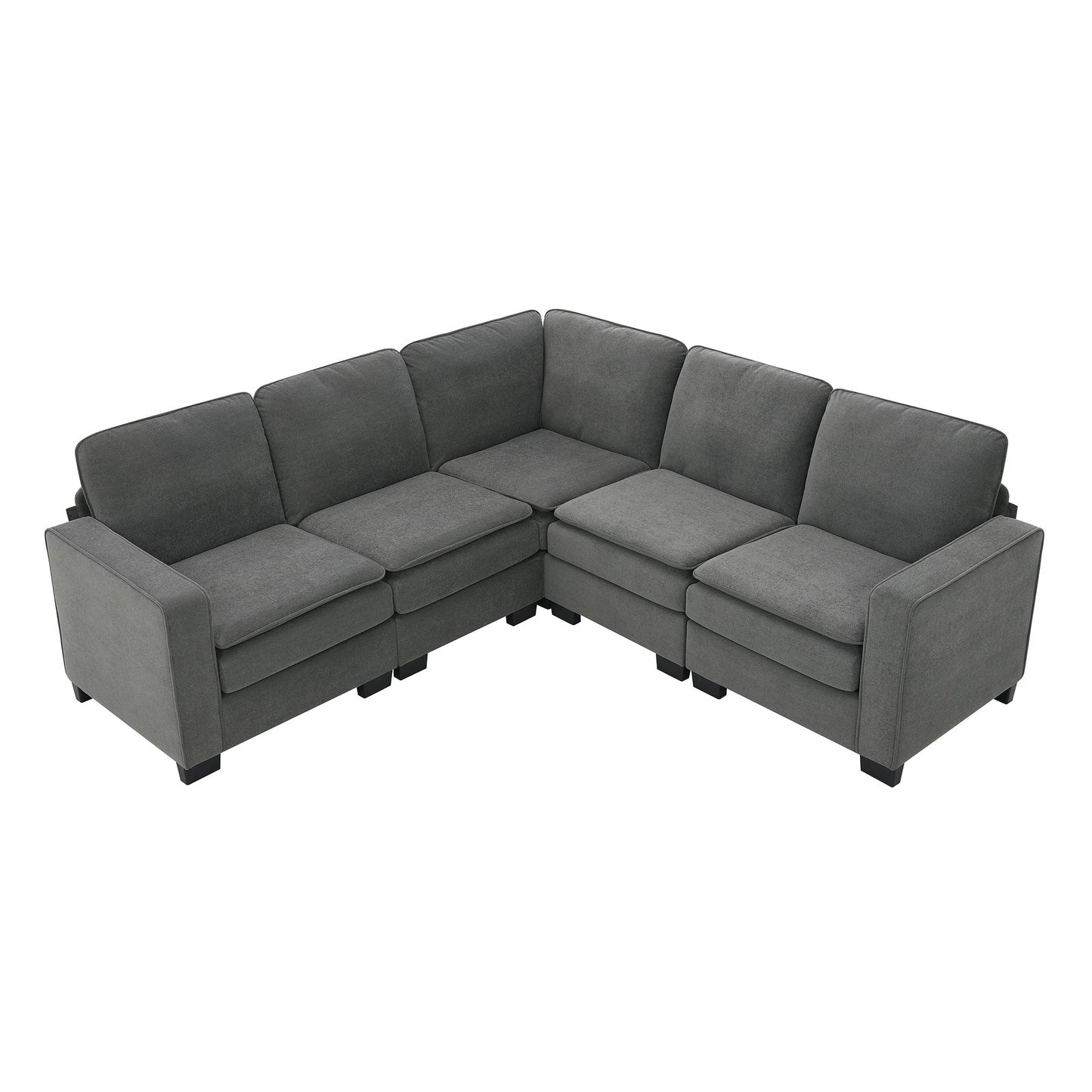 89*89" Oversized Velvet Modern Sectional Sofa,Large L Shaped Upholstered Indoor Furniture With Double Cushions,5 Seat