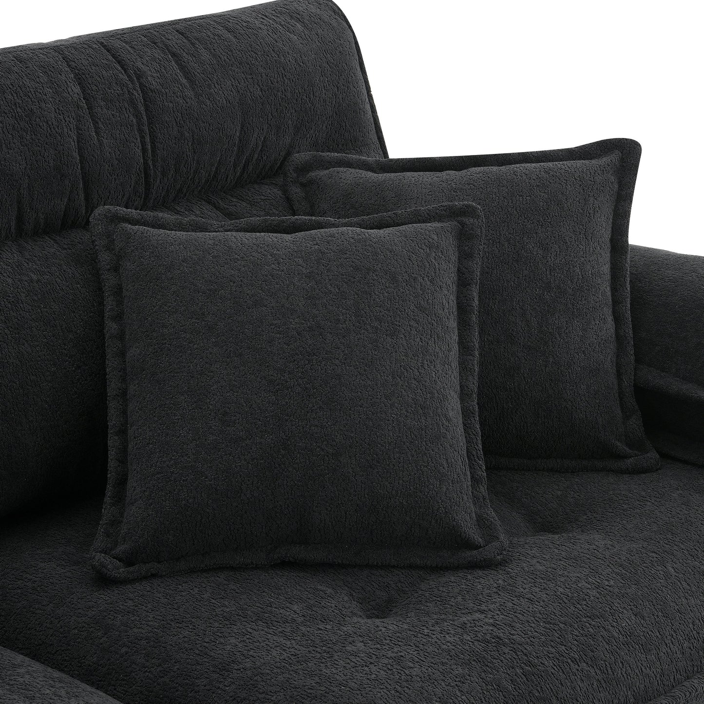106*66.5" L Shaped Convertible Sectional Sofa,4 Seat Tufted Couch Set With Two-Tone Adjust Legs,Cloud Chenille Fabric