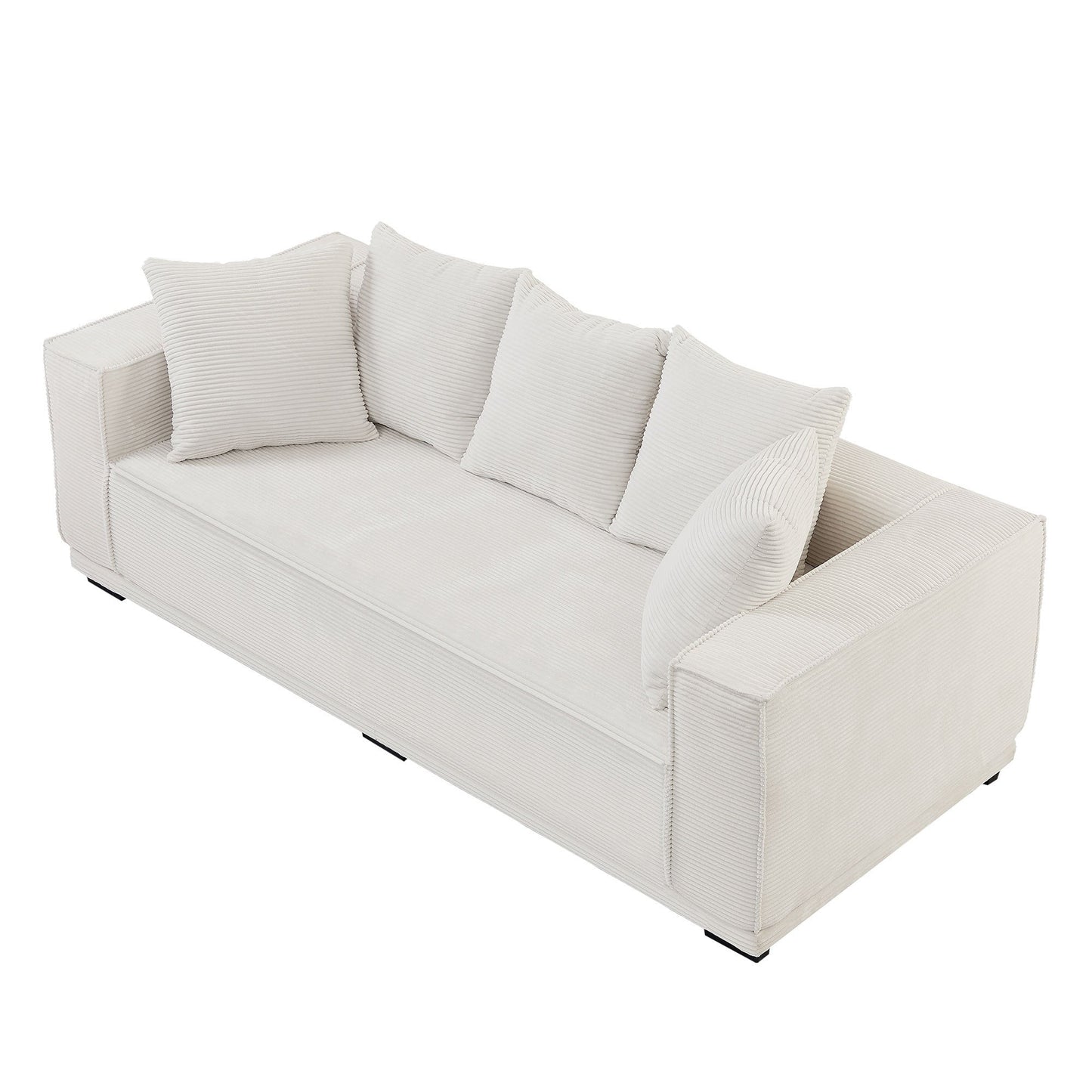 88.97'' Mid Century Modern Upholstered Sofa  With 5 Matching Toss Pillows, Including Bottom Frame,Comfy Couches