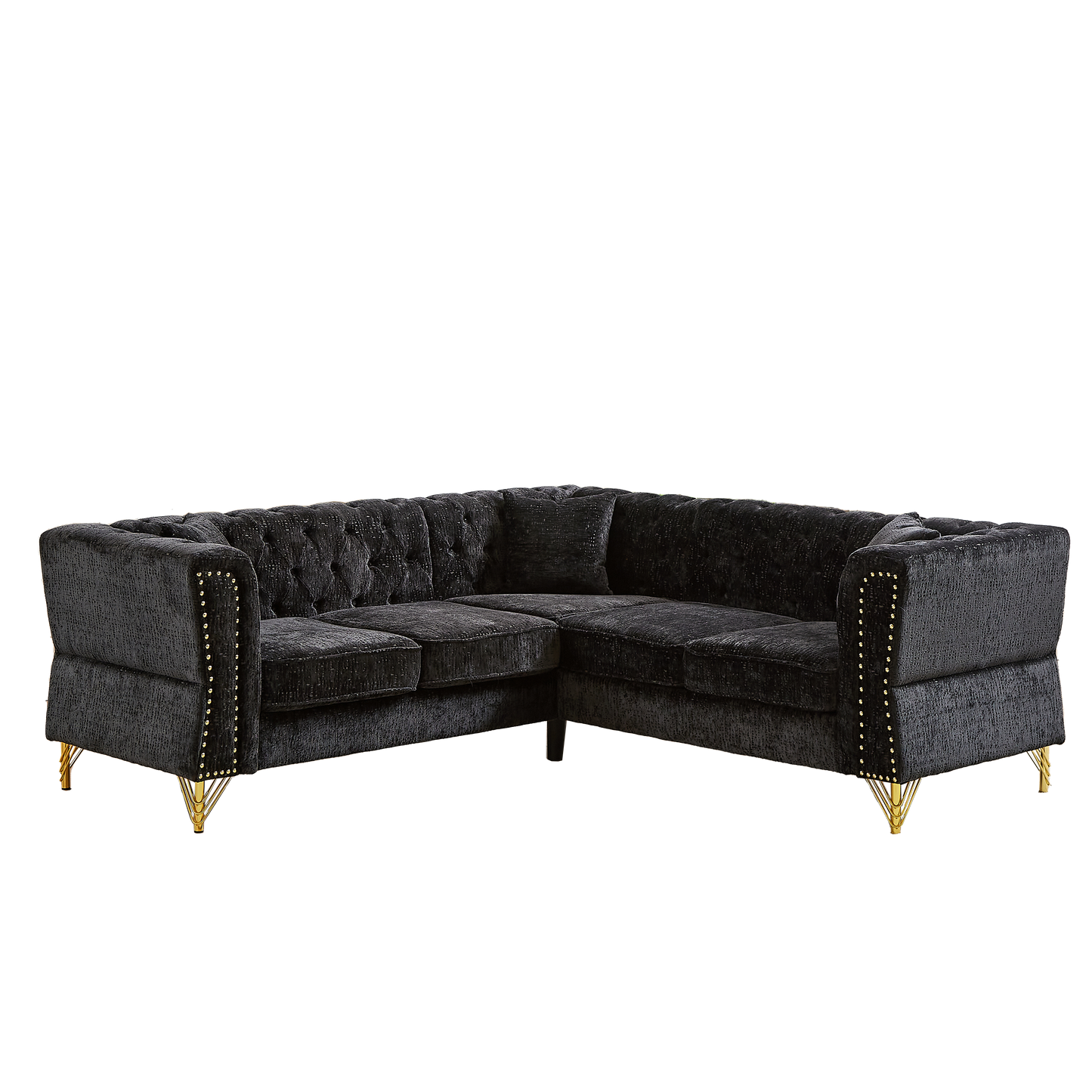 81.5-Inch Chenille Corner Sofa , L-Shaped Sectional Couch, 5-Seater Corner Sofas With 3 Cushions for Living Room, Bedroom