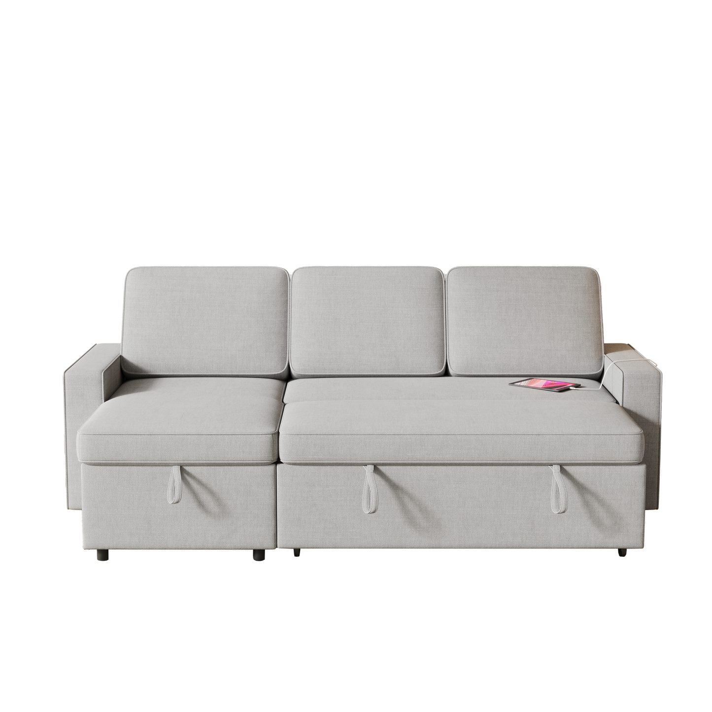 85.8" Pull Out Sleeper Sofa L-Shaped Couch Convertible Sofa Bed With Storage Chaise and Storage Racks,With USB Port