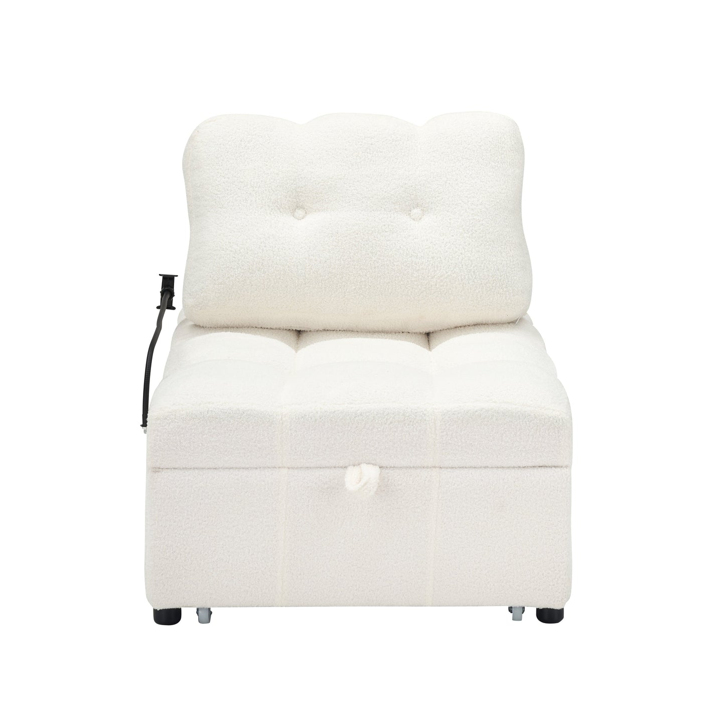 40.20 Inches Long, Teddy Sofa Fabric,a Convertible Sofa-Cum-Bed, for Apartment Office Living Room - Beige