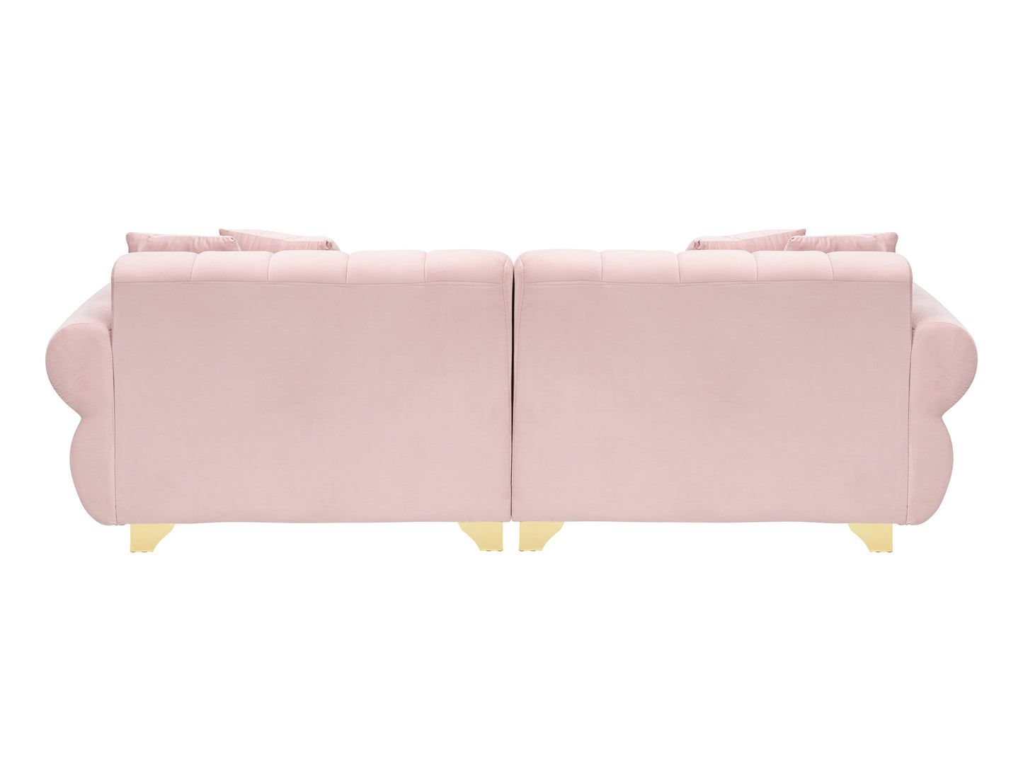89-Inch Spring-Wrapped Cushions, 3 Flannelette Sofas, Stylish Metal Feet and 4 Throw Pillows Make for a Modern Living Room