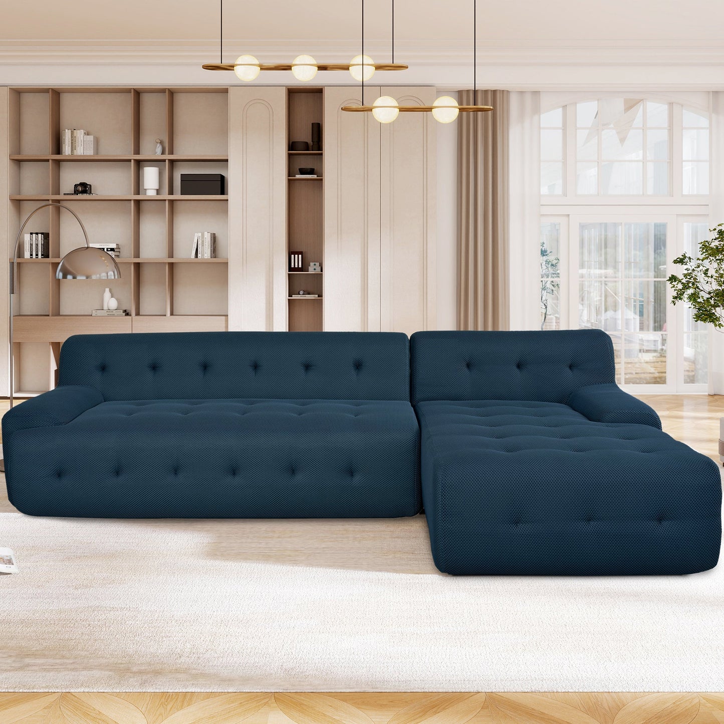 Modern Large L-Shaped Modular Sofa, Minimalist Style, 2-Piece Set With Free Combinations, Suitable for Living Rooms