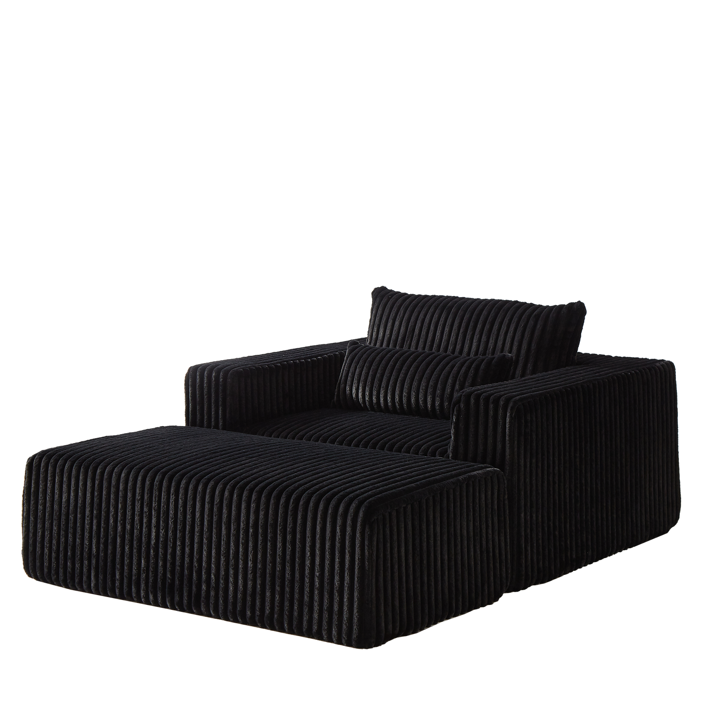 75-Inch Corduroy Sponge Sofa Lounge Chair With Removable Footrest,No Assembly Required,Fluffy Modern Sleeper Chair