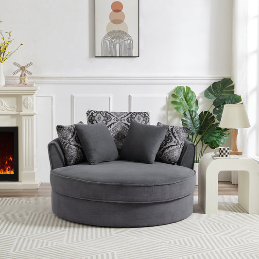 Swivel Accent Barrel Chair With 5 Movable Pillow 360 Degree Swivel Round Sofa Chair for Living Room,Bedroom, Hotel