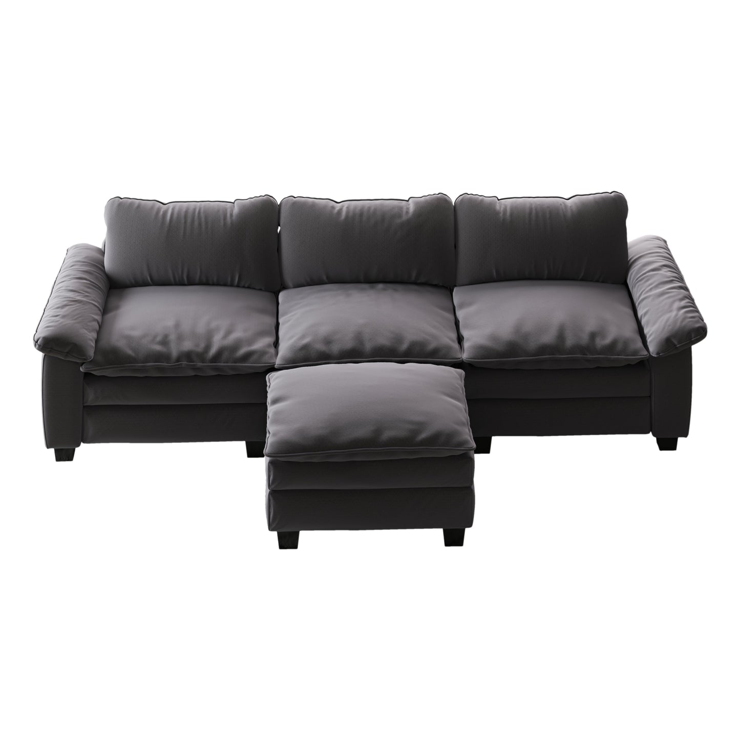 Living Room Furniture Luxury Sectional Sofa Couch With Ottoman Soft Velvet Upholstered Sofa Grey