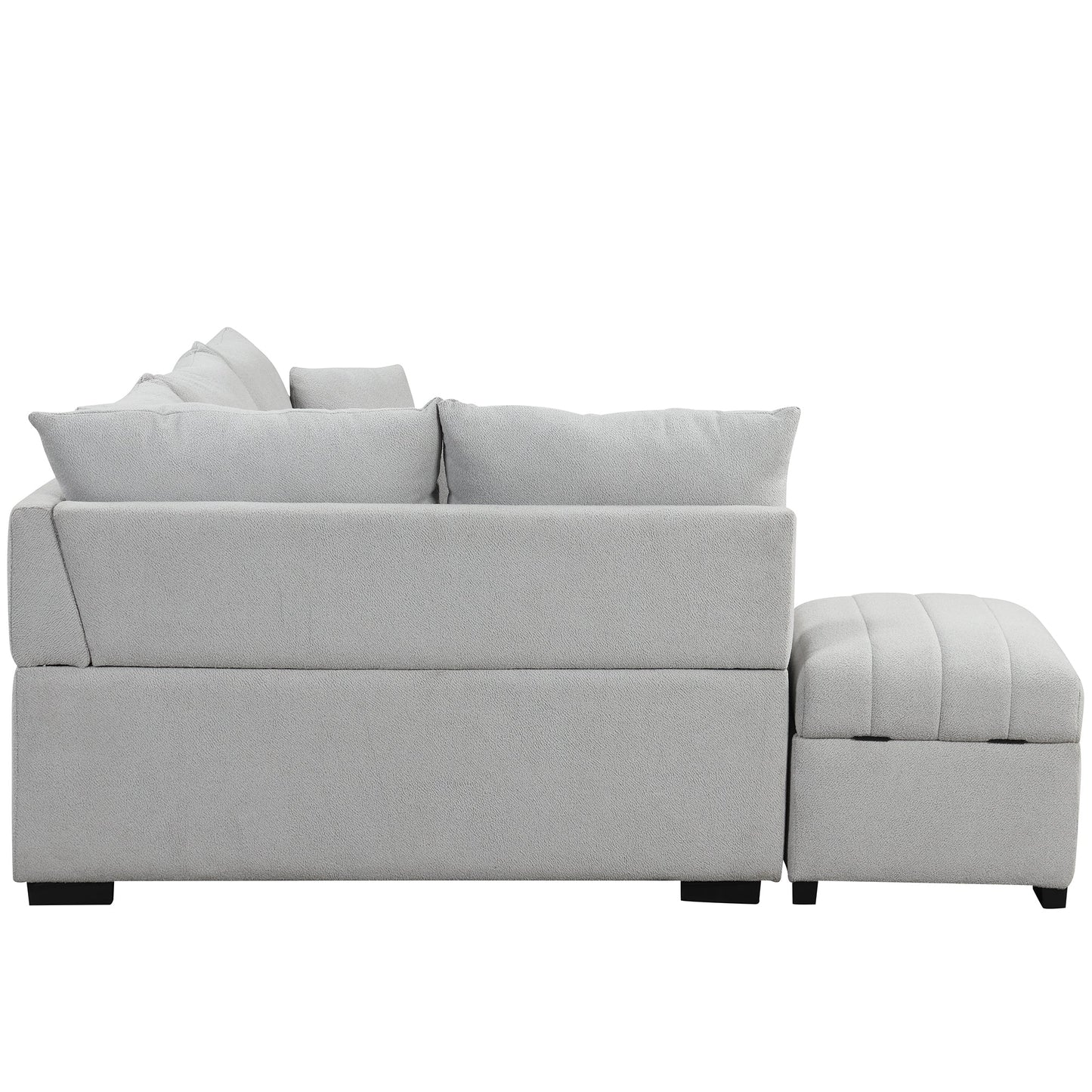 82.6" L-Shaped Sectional Pull Out Sofa Bed Sleeper Sofa With Two USB Ports, Two Power Sockets
