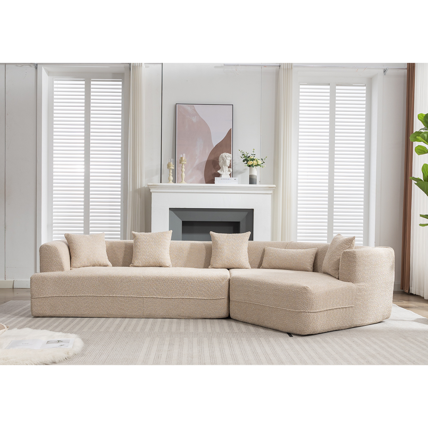 Modular Sofa , Modern Minimalist Style Sofa,  Upholstered ,  Free Combination, Round Fiber Fabric, Anti-Wrinkle Fabric