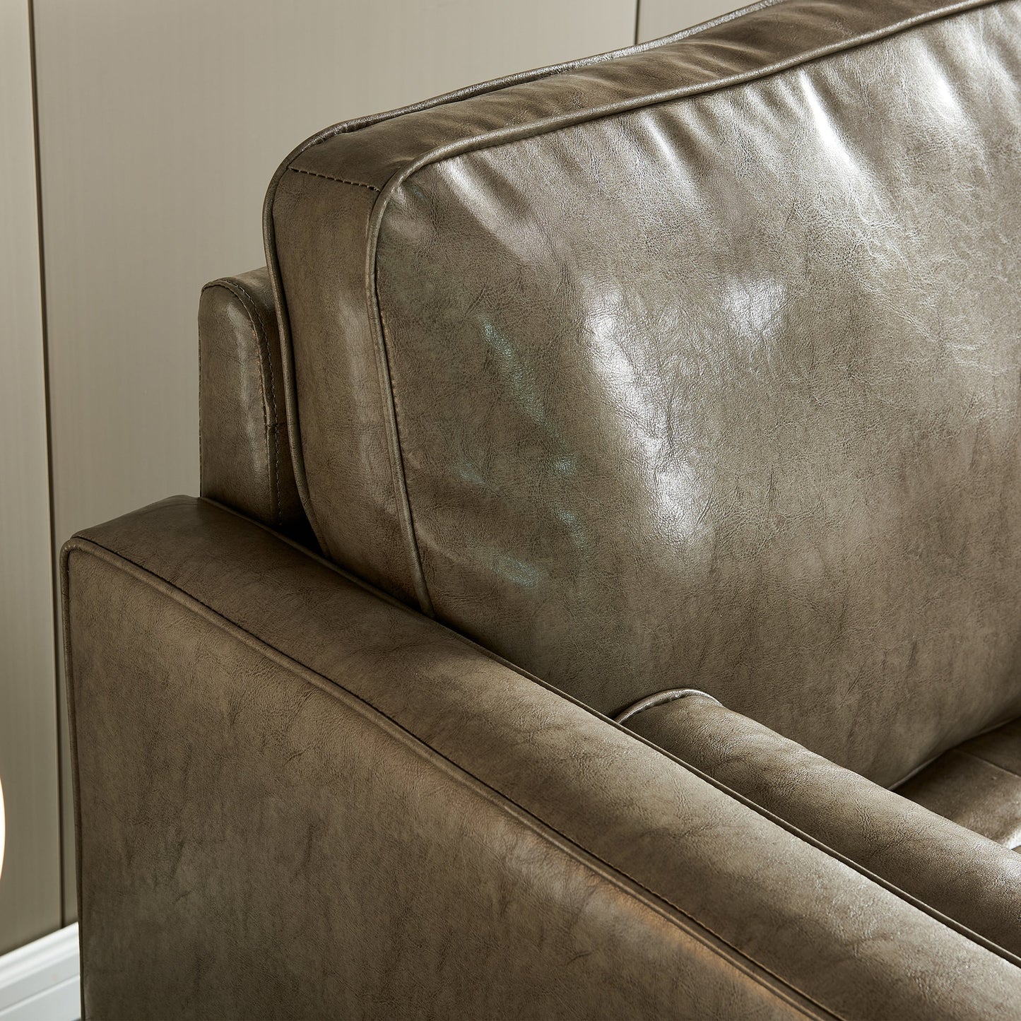 Modern Mid-Century Vegan Leather Sofa