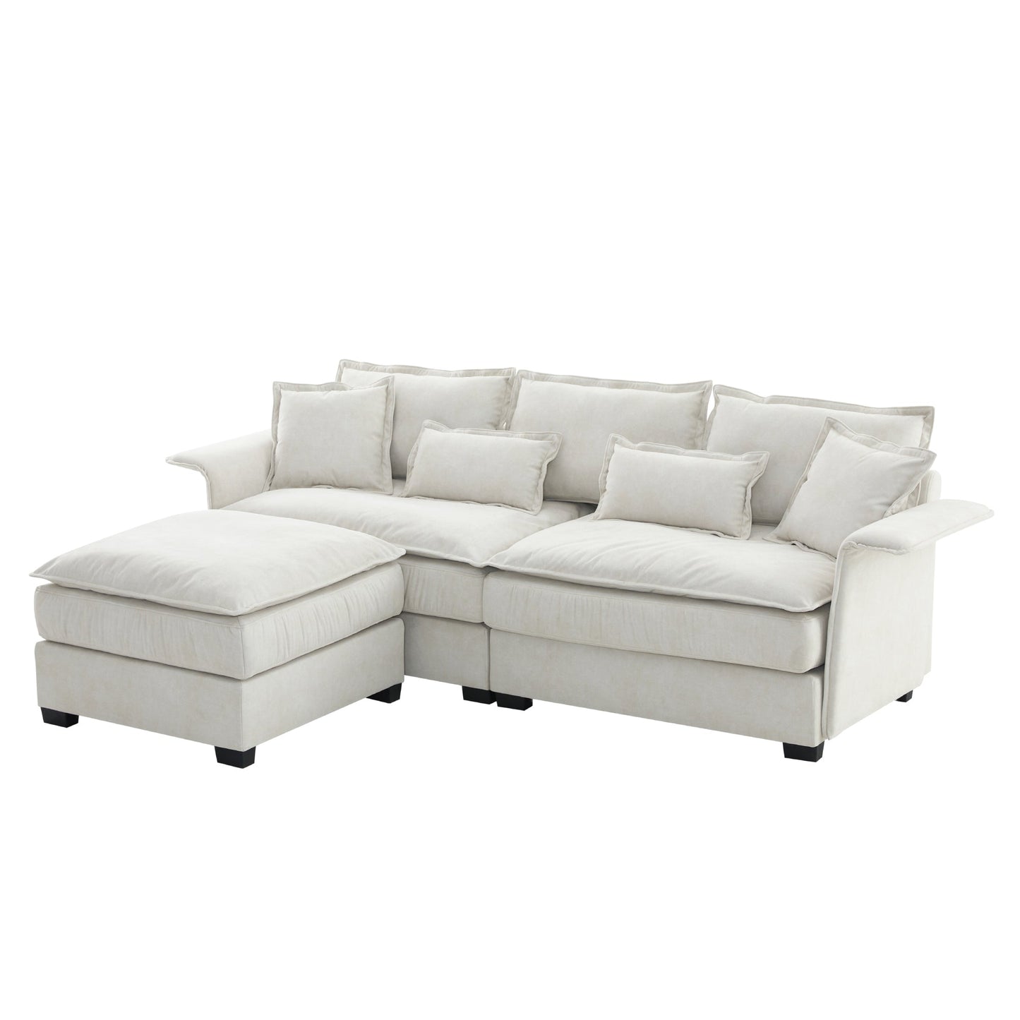 95*66"Oversized Luxury Sectional Sofa With Bentwood Armrests,4 Seat Upholstered Indoor Furniture With Double Cushions