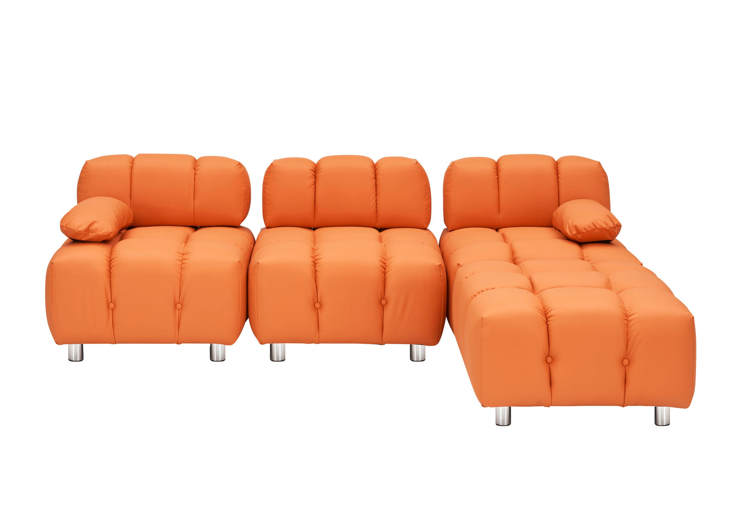 A 90.60-Inch Technology Cloth Orange Sofa, Waterproof, Stain and Cat Scratch Resistant, Can Comfortably Sit