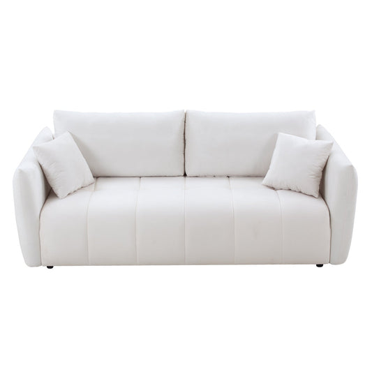 85'' Modern Fabric Sectional Couch Sofa 3 Seater Sofa With 3 Pillows for Living Room, Bedroom, Livingroom Beige