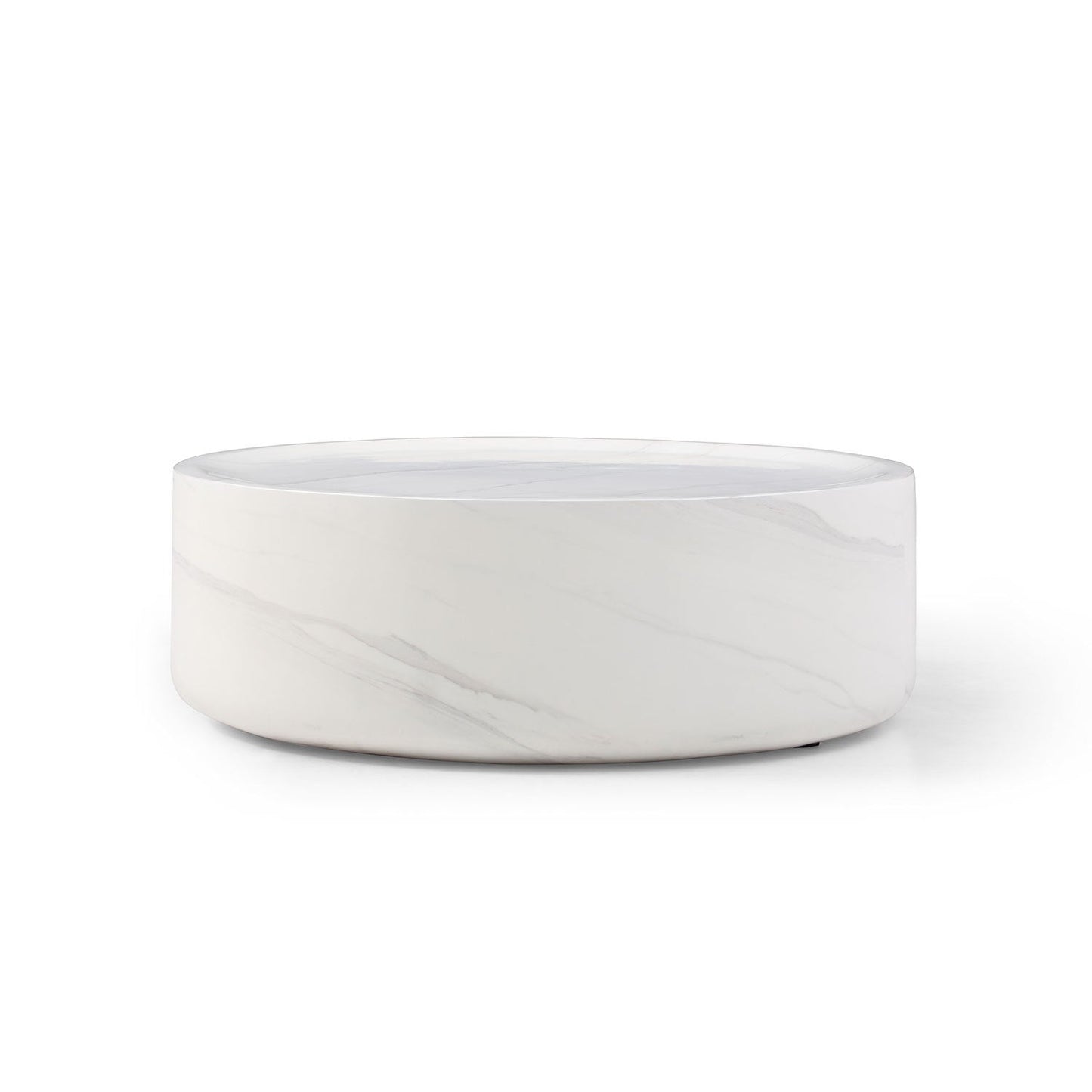 31.49'' Round Coffee Table,Sturdy Fiberglass Table for Living Room, White, No Need Assembly.WHITE