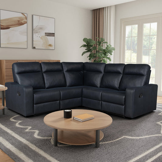 87.5" Manual Reclining Home Theater Seating Recliner Chair Sofa With Flipped Middle Backrest, 2 Cup Holders for Living Room