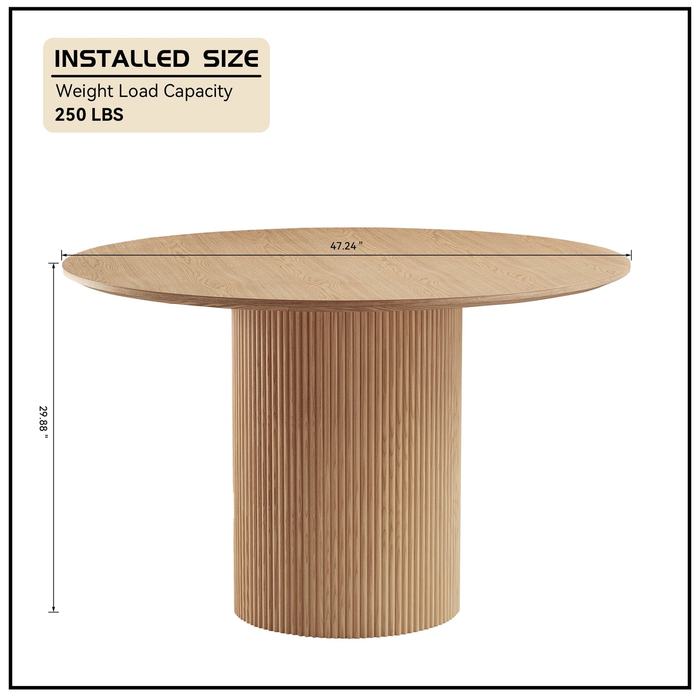 47,24 Inch MDF Dining Table for Dining Room  Round Dinner Tables Mid-Century Modern Table OAK