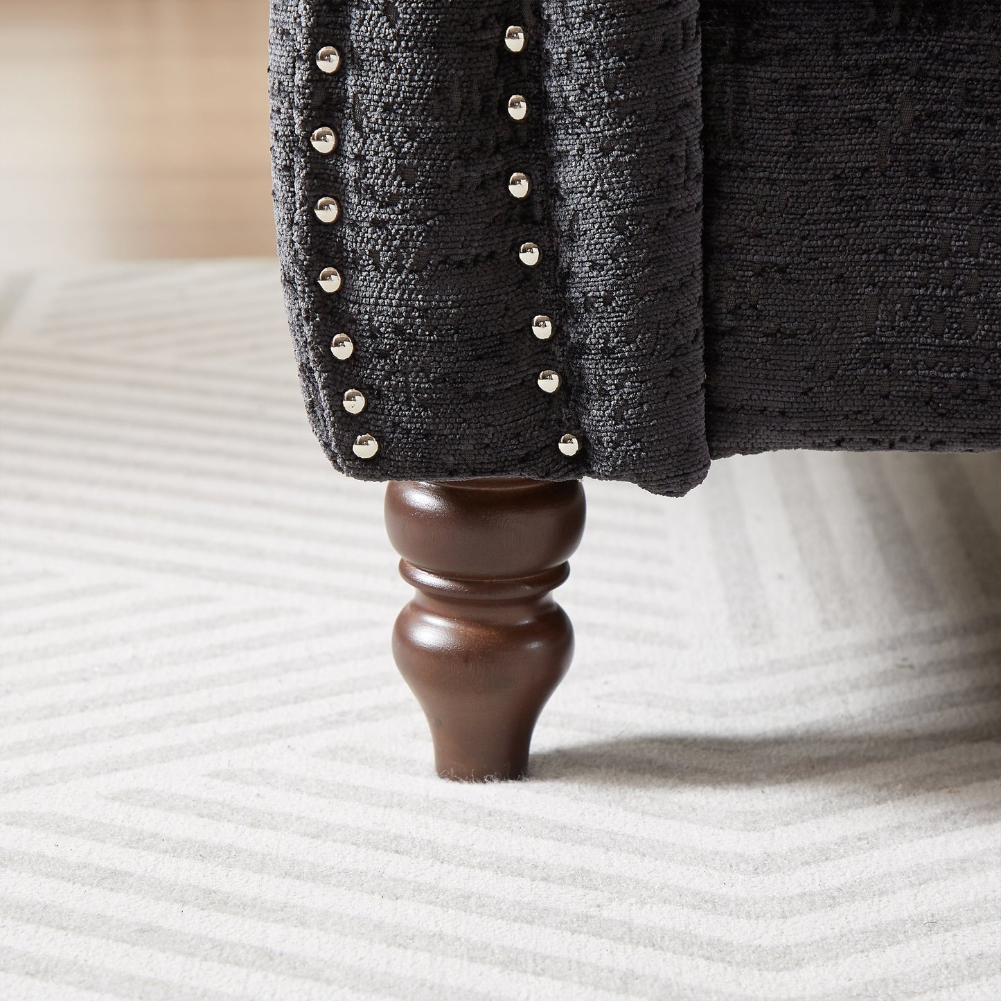 81-Inch Chenille Face-To-Face Chaise Lounge With Two Pillows,Nailhead Trim,Button Tufted Design
