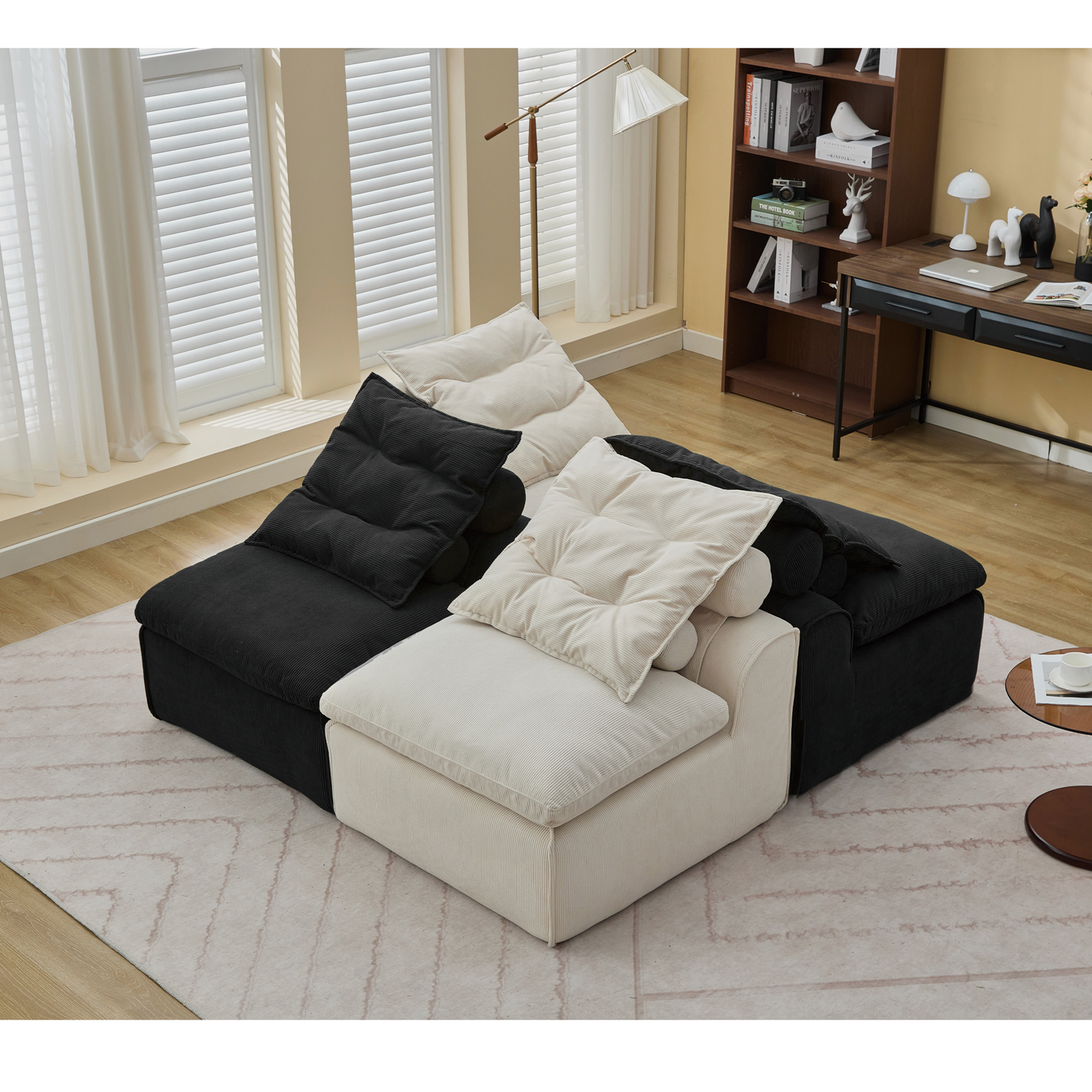 Modular Sofa,No Armrests,At Will DIY,Corduroy ,Neck Pillow-Back Lounge Sofa Chair,Reading Nook, or Apartment Living