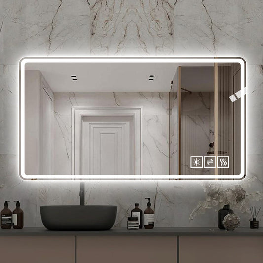 48*32 Inch Bathroom Mirror With Led Lights , Anti-Fog Lighted Vanity Mirrors for Wall Mounted