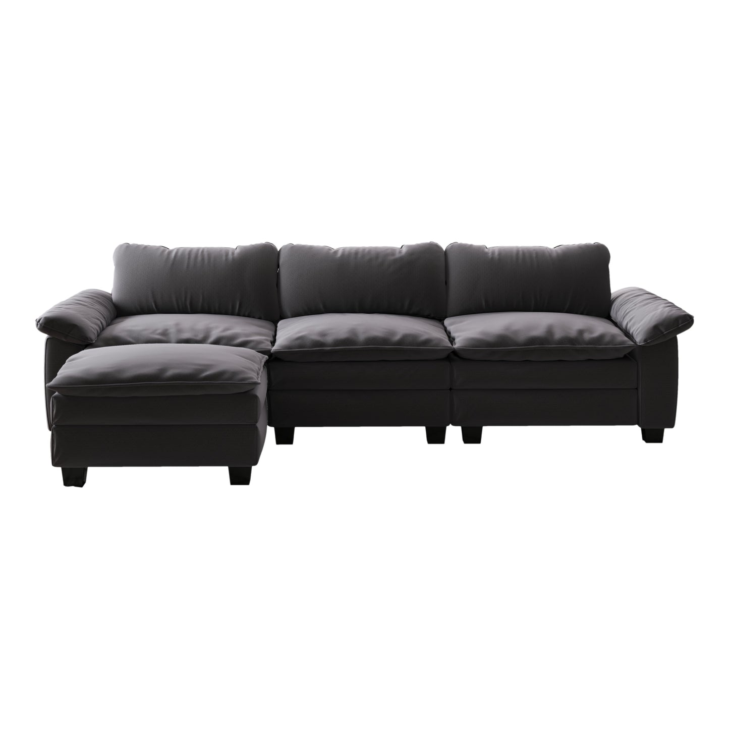 Living Room Furniture Luxury Sectional Sofa Couch With Ottoman Soft Velvet Upholstered Sofa Grey