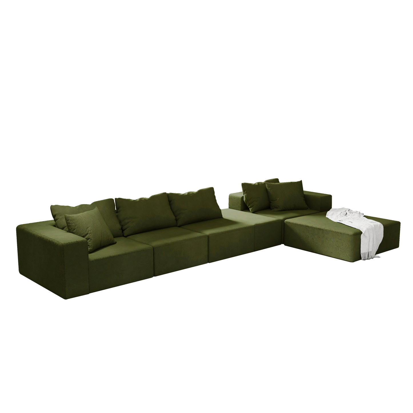 Modern Upholstered Sectional Sofa Couch Set,Modular 132" L Shaped Sectional Living Room Sofa Set With 6 Pillows