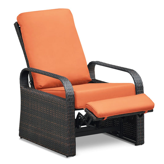 Outdoor Recliner Chair;  Automatic Adjustable Wicker Lounge Recliner Chair With 5.12'' Thicken Cushion