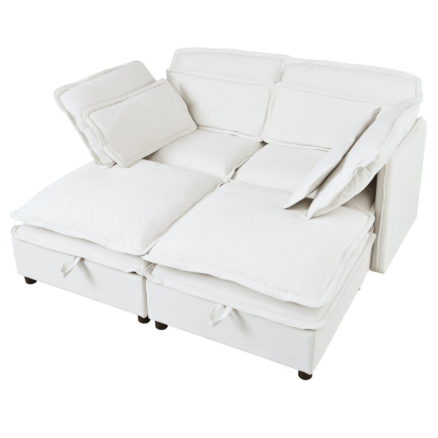 Double-Layer Cushion Modular Sofa, Freely Combinable, 4-Seater With Storage Function, Includes 4 Soft Cushions, Perfect