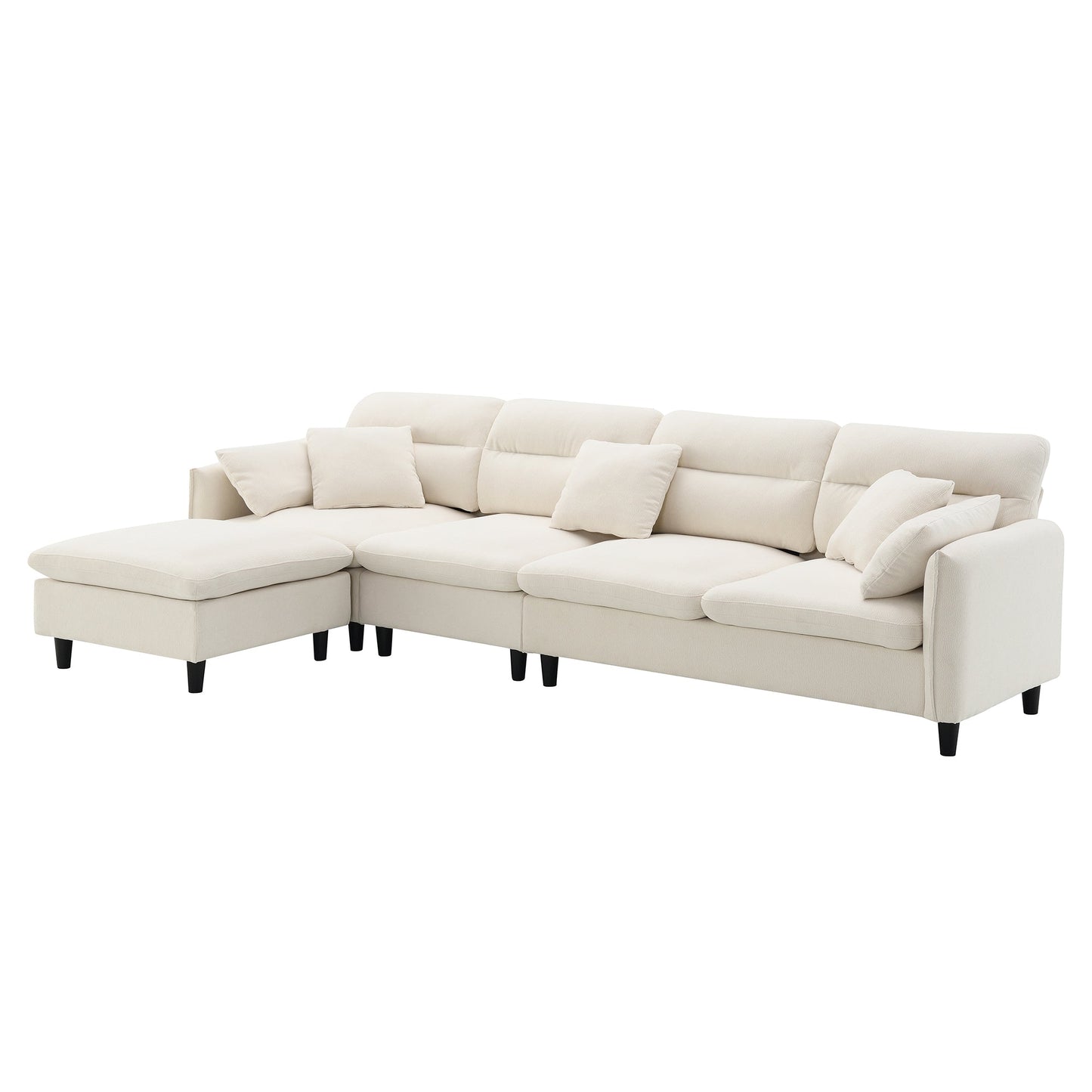 110*62" Modern Convertible Sectional Sofa,L-Shaped Reversible Couch Set With Free Pillows,5 Seat Cloud Chenille Indoor