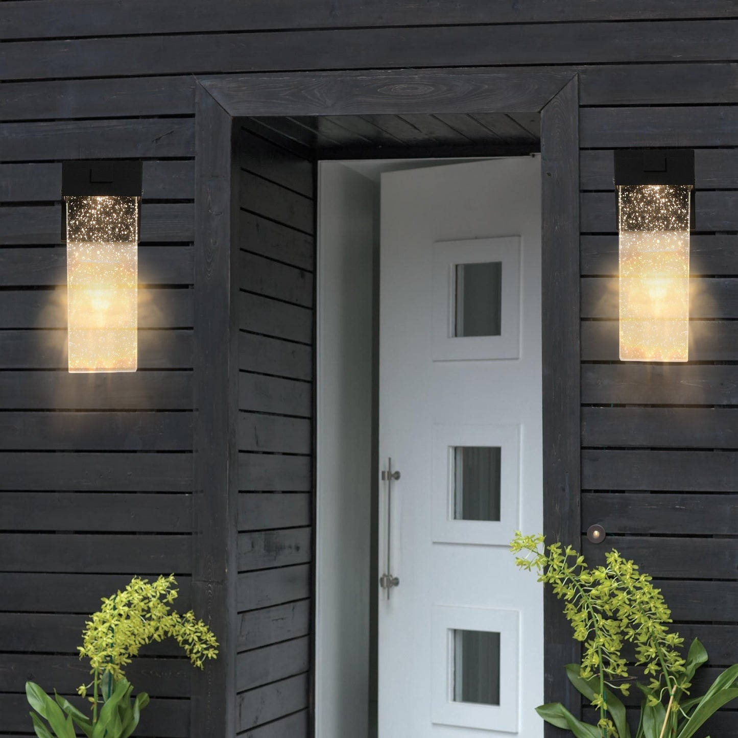 Outdoor Waterproof Transparent LED Crystal Wall Lamp Supports Multiple Types of Light Bulbs (2 Packs) With Light Sense