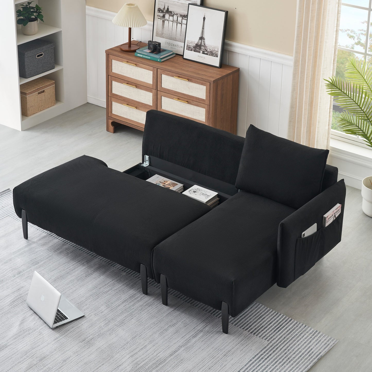 79.50 Inches Long, Velvet Sofa Fabric, With Three Matching Pillows and Spacious and Comfortable Seats