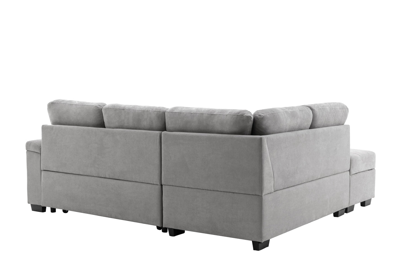 Sleeper Sectional Sofa, L-Shape Corner Couch Sofa-Bed With Storage Ottoman