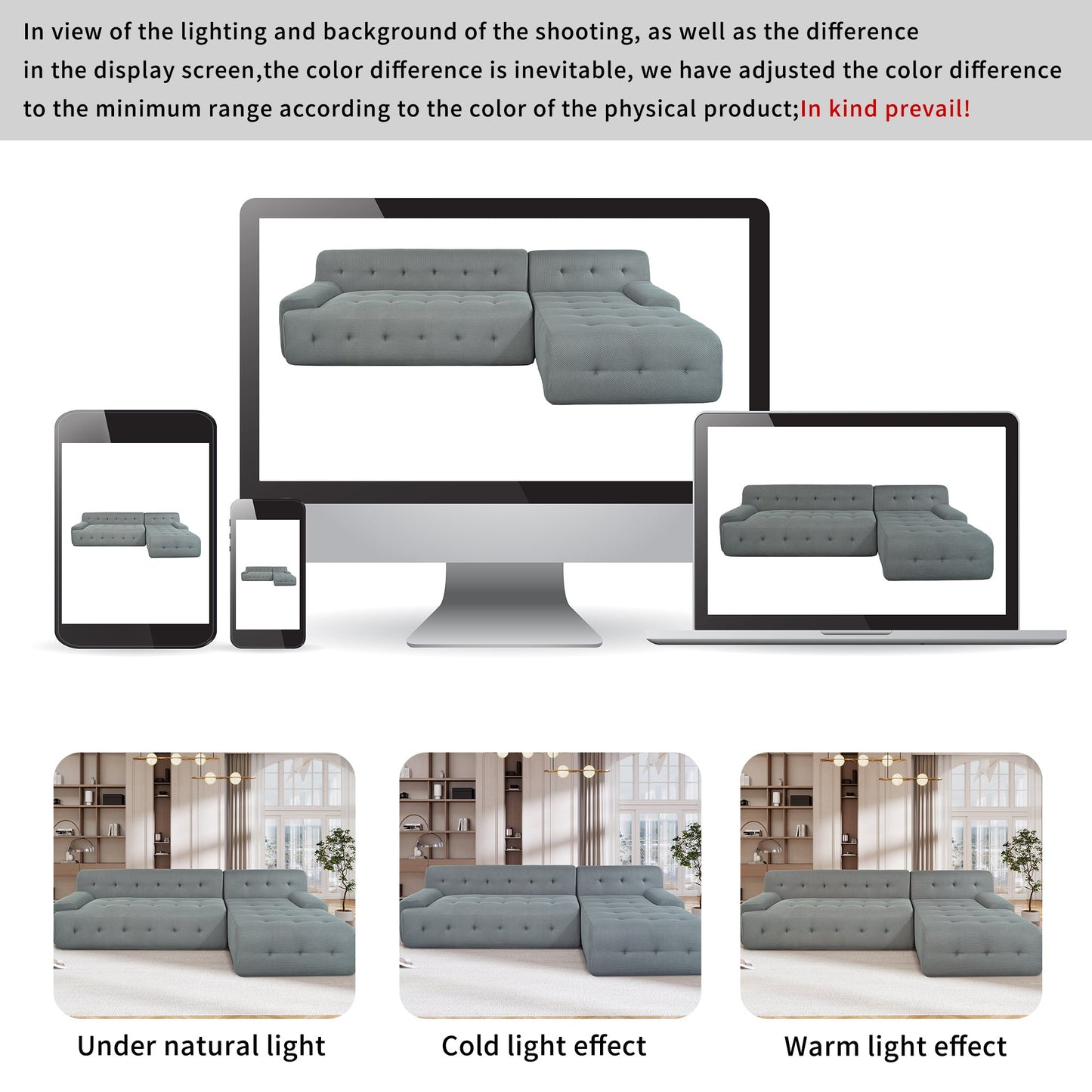 Modern Large L-Shaped Modular Sofa, Minimalist Style, 2-Piece Set With Free Combinations, Suitable for Living Rooms