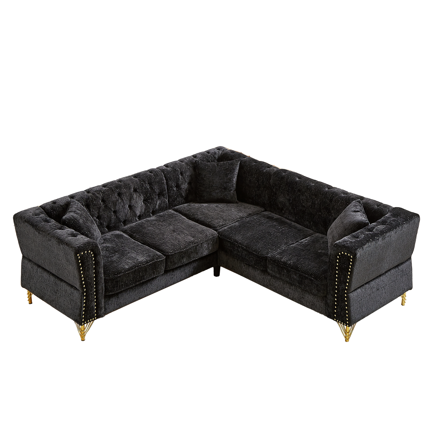 81.5-Inch Chenille Corner Sofa , L-Shaped Sectional Couch, 5-Seater Corner Sofas With 3 Cushions for Living Room, Bedroom