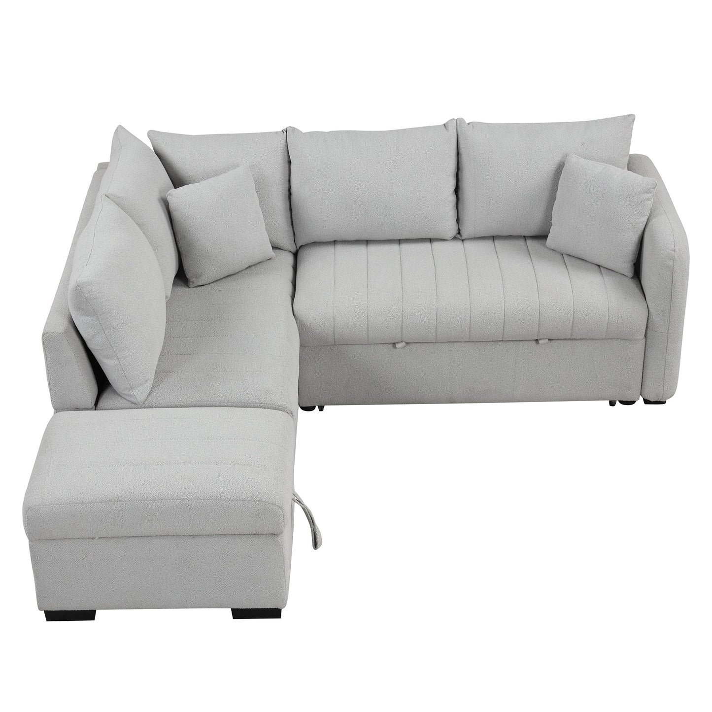 82.6" L-Shaped Sectional Pull Out Sofa Bed Sleeper Sofa With Two USB Ports, Two Power Sockets