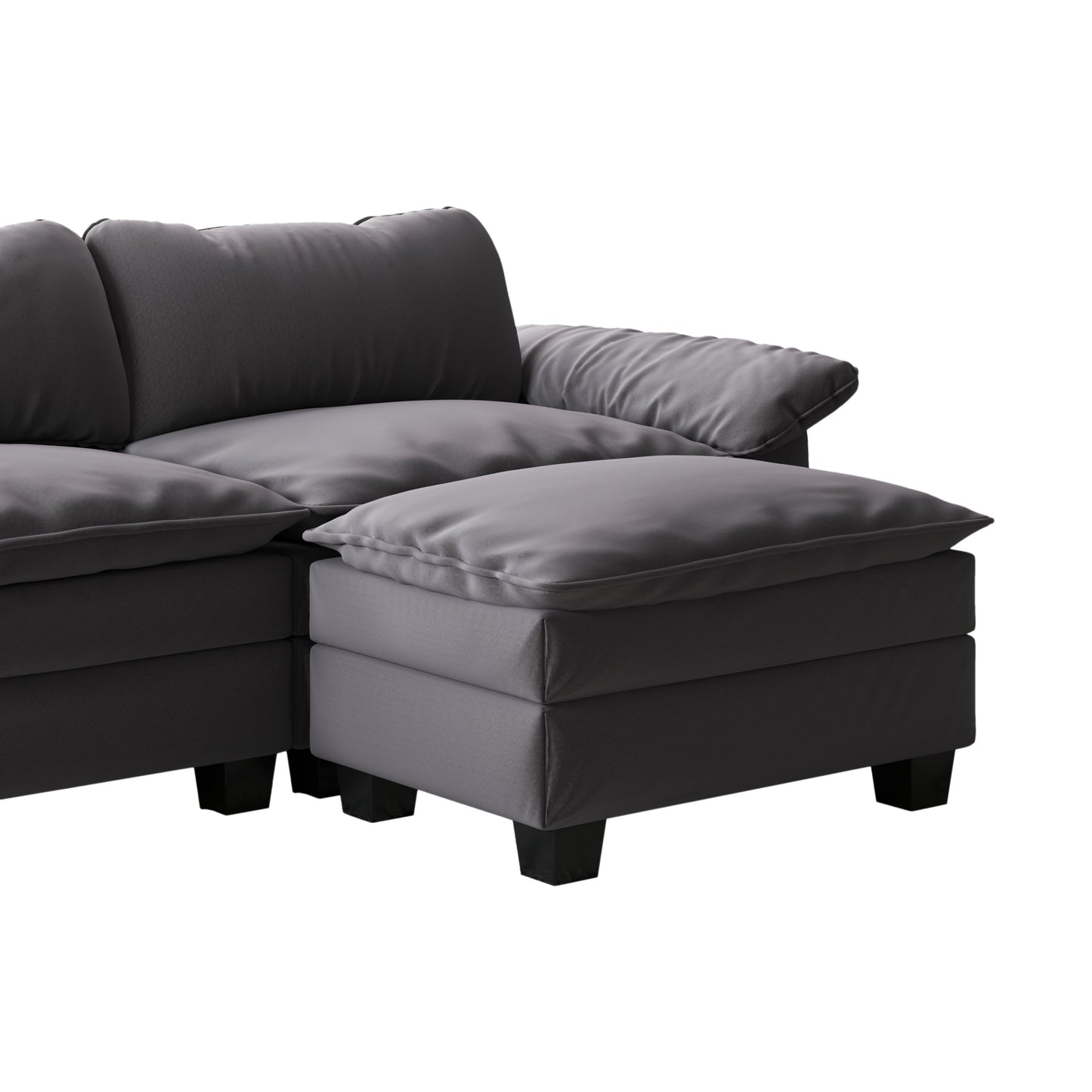 Living Room Furniture Luxury Sectional Sofa Couch With Ottoman Soft Velvet Upholstered Sofa Grey