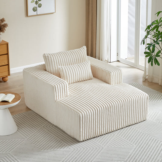 62.5-Inch Corduroy Sponge Sofa Lounge Chair,No Assembly Required,Fluffy Modern Sleeper Chair for Indoor Living Room