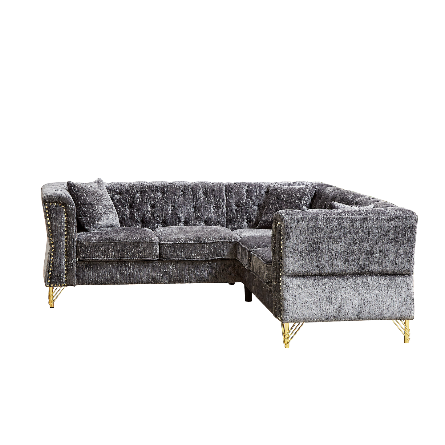81.5-Inch Chenille Corner Sofa , L-Shaped Sectional Couch, 5-Seater Corner Sofas With 3 Cushions for Living Room, Bedroom