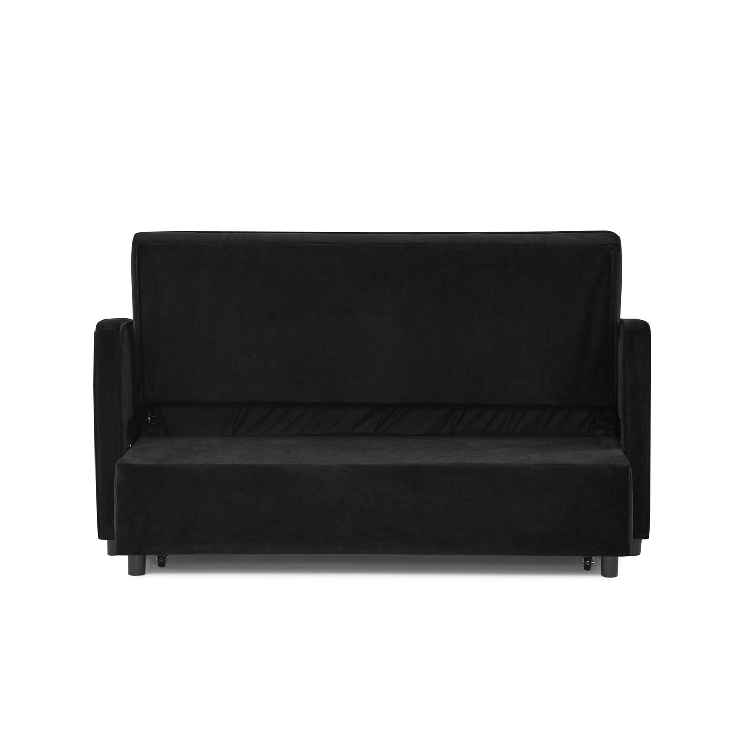 Loveseats Sofa Bed With Pull-Out Bed,Adjsutable Back and Two Arm Pocket,TypeC and USB Charging With Copper Nail,Black